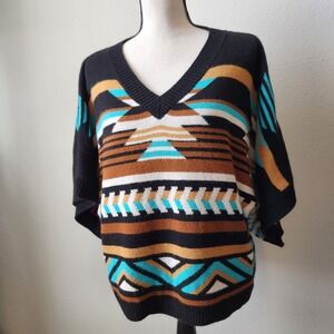 Wrangler Retro Aztec Poncho Sweater Southwest‎ Western Oversized Small Medium